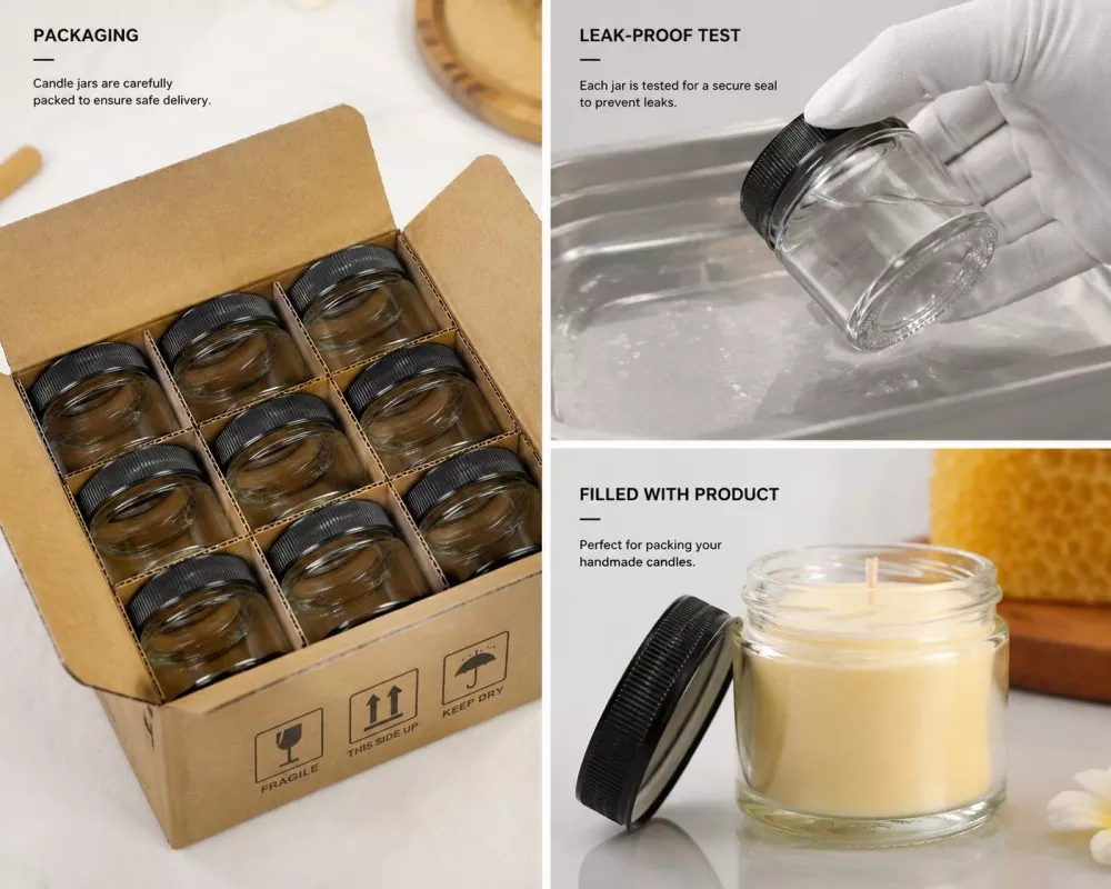 4oz Clear Glass Storage Jar with Black Screw Lid